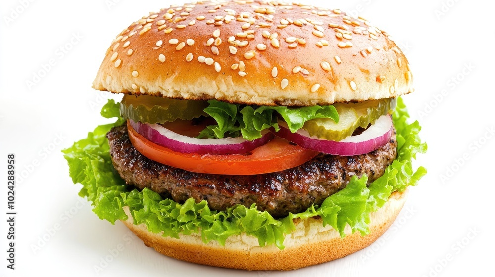 Black Pepper Burger on White Background Black Pepper Burger on White Background