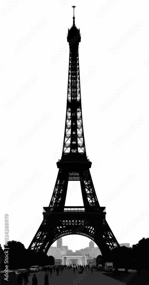 Obraz premium Black and White Eiffel Tower Silhouette