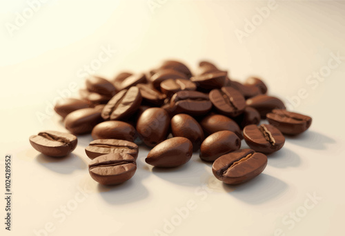 Close-up of Roasted Coffee Beans on White Surface