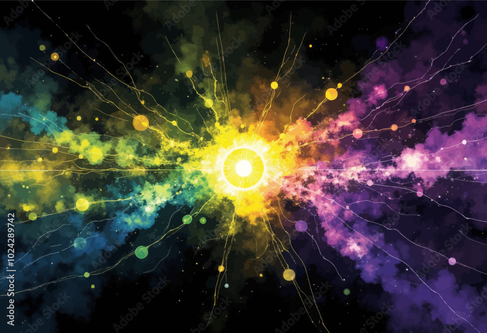 Obraz premium Colorful Nebula Explosion in Space