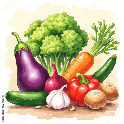 Colorful Illustration of Fresh Vegetables