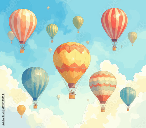 Colorful Hot Air Balloons in Sky