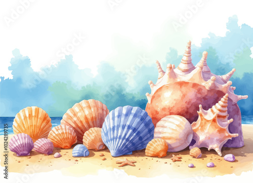Colorful Seashell Collection on Beach