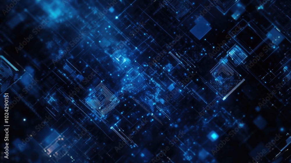 Abstract dark blue geometric patterns creating a technology themed background ideal for concepts related to science fiction cyberspace big data and artificial intelligence Abstract dark blue geometric patterns creating a technology themed background ideal for concepts related to science fiction cyberspace big data and artificial intelligence