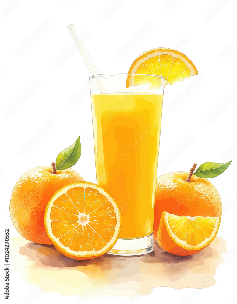 Fresh Orange Juice with Oranges, Tastefully Presented Fresh Orange Juice with Oranges, Tastefully Presented