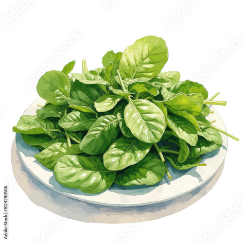 Fresh Basil Leaves on White Plate