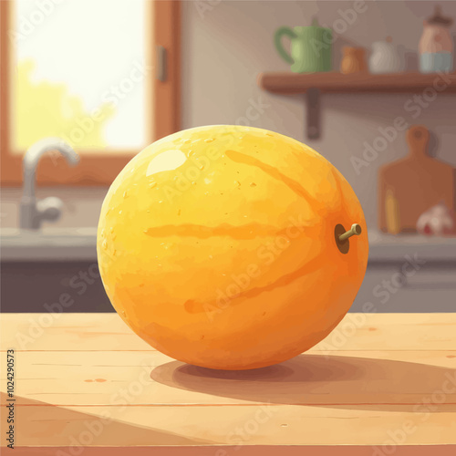 Fresh Orange on Kitchen Counter