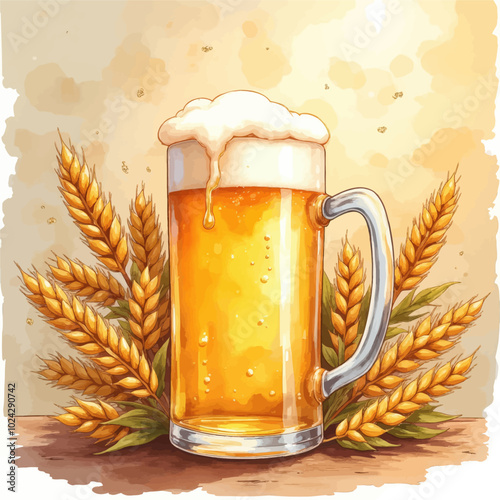 Golden Ale Beer Mug with Wheat Sheaves