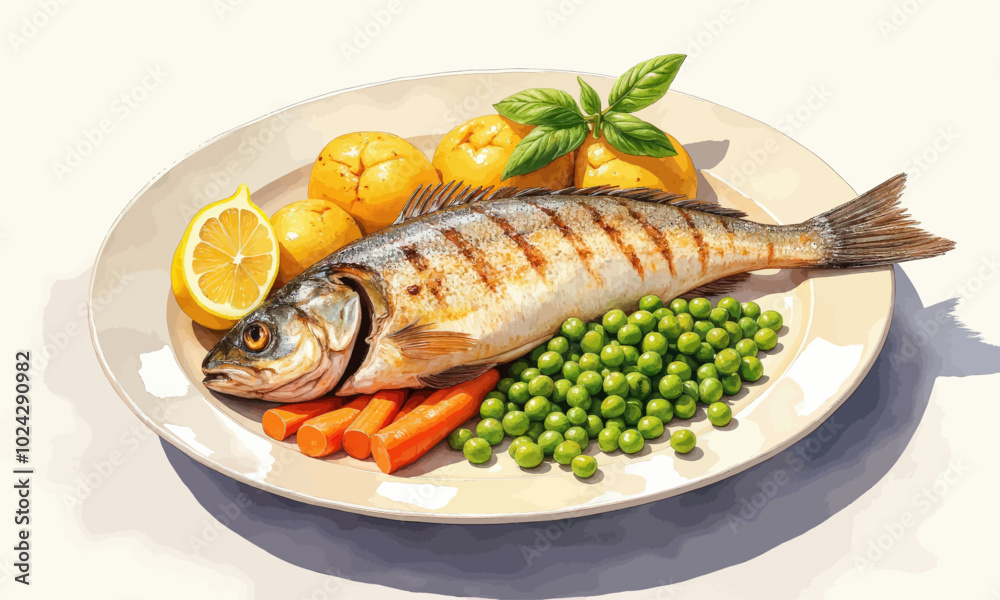 Grilled Fish with Lemon, Peas, and Carrots Grilled Fish with Lemon, Peas, and Carrots