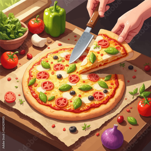 Handcrafting Pizza with Fresh Ingredients