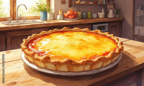 Homemade Lemon Tart on Kitchen Counter
