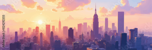 Skyline of New York City at Sunrise