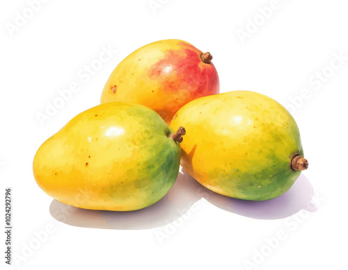 Three Ripe Mangos Clustered Together
