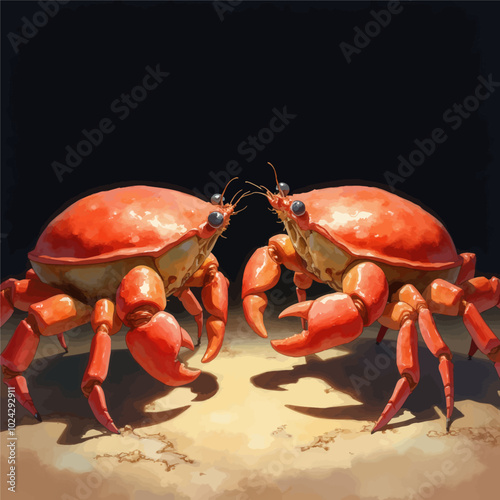 Two Crabs Fighting on Sand