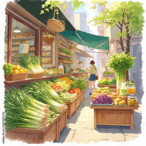 Vibrant Marketplace: Fresh Produce and Goods