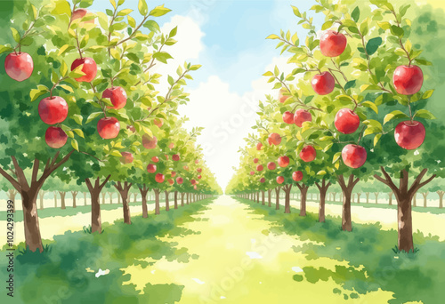 Vibrant Orchard Pathway