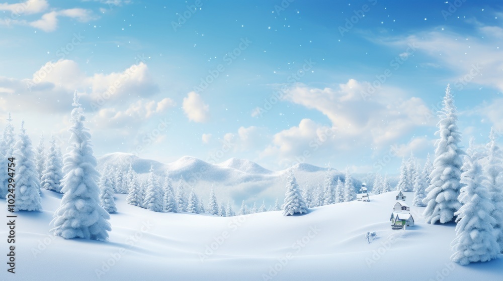 Obraz premium winter landscape with snowy trees