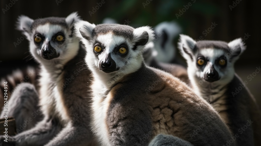 Obraz premium Curious Lemurs Looking at the Camera