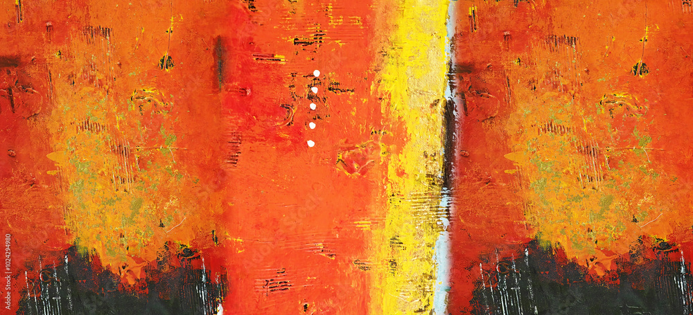 Fototapeta premium Hand draw Digital painting abstract art ,colorful paintings texture on canvas abstract panorama background design 