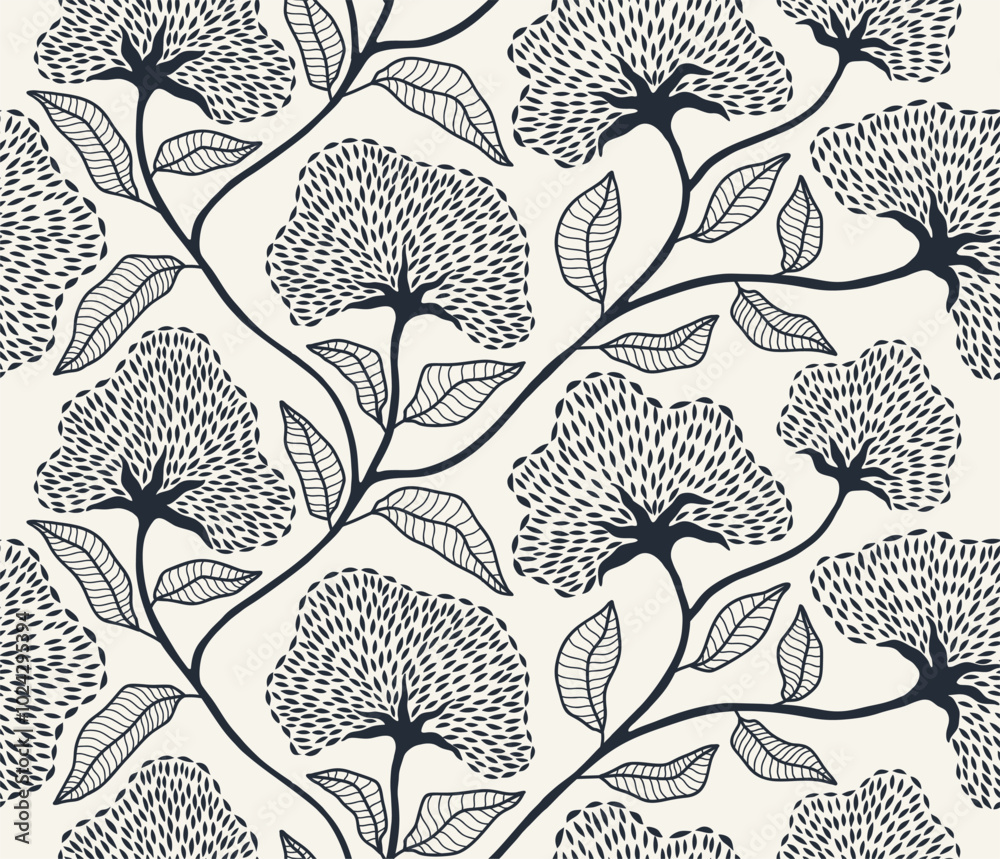 custom made wallpaper toronto digitalAbstract flower seamless pattern with dotted style. flower and leaves background.