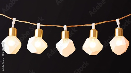 Bright Vintage Incandescent Bulbs in Gold on a Black Background Modern Spotlights as Interior Decor Close Up View photo