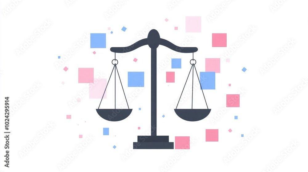 Black Scale Of Justice Or Law Symbol Isolated On White Background Pink And Blue Squares Digital Logo Design Modern Concept For Web Or Print Black Scale Of Justice Or Law Symbol Isolated On White Background Pink And Blue Squares Digital Logo Design Modern Concept For Web Or Print