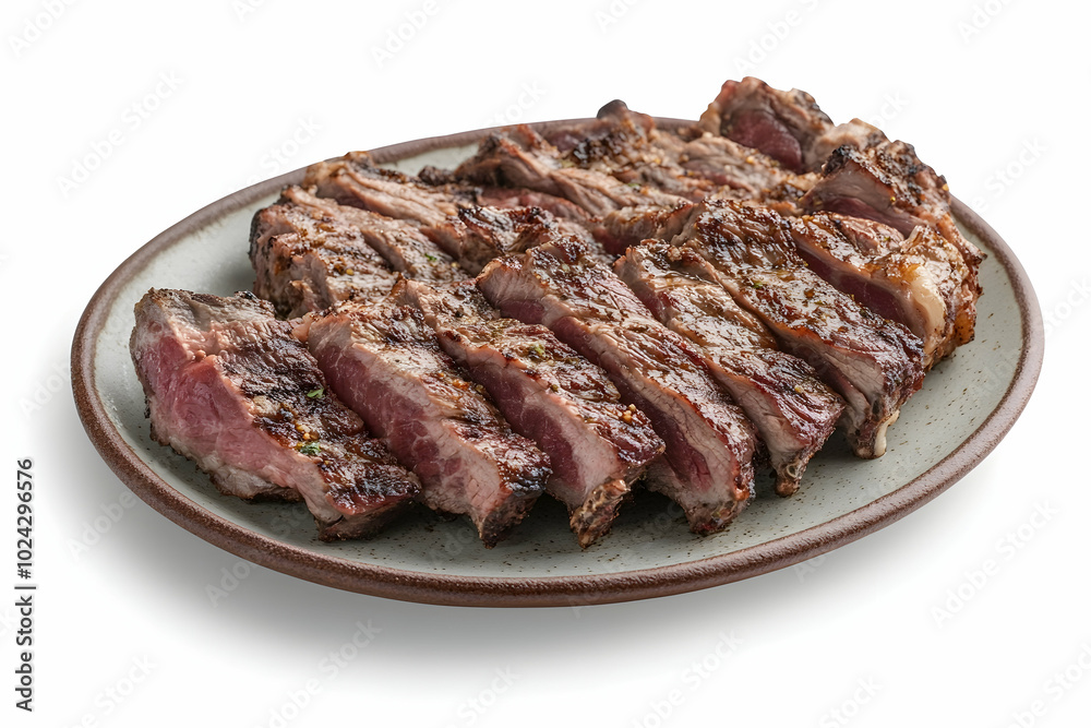 Grilled Steak Slices on a Plate - Realistic Image Grilled Steak Slices on a Plate - Realistic Image