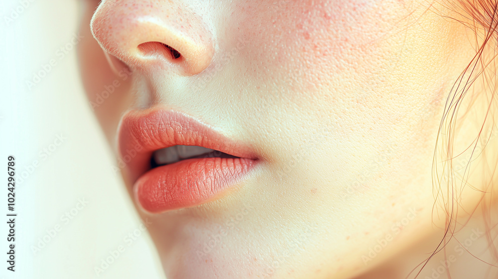 Obraz premium Close-Up of Female with Lupus, Highlighting Skin Discoloration on Cheeks.