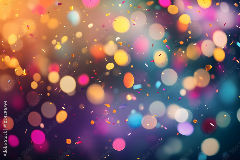 Naklejka premium Abstract Background with Confetti and Bokeh Lights