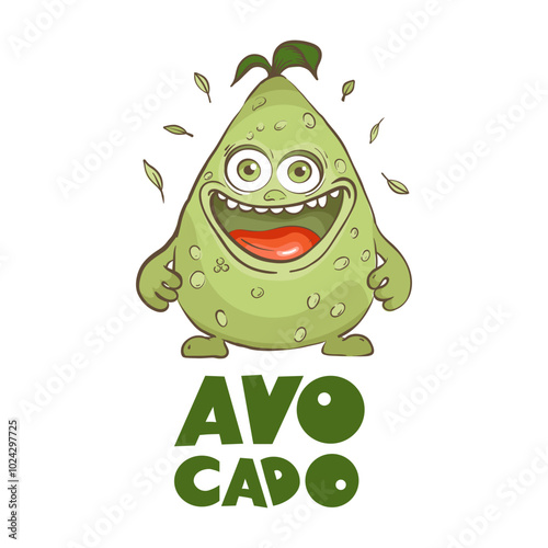 Avocado cartoon character. Vector illustration.