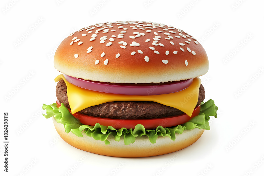 Delicious Cheeseburger 3D Illustration Delicious Cheeseburger 3D Illustration