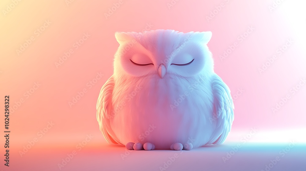 Owl shape filled entirely with a single solid color, rounded head and curved wings, set against a soft pastel background. Smooth curves, no gradients, flat design, hd quality, modern minimalist style. Owl shape filled entirely with a single solid color, rounded head and curved wings, set against a soft pastel background. Smooth curves, no gradients, flat design, hd quality, modern minimalist style.