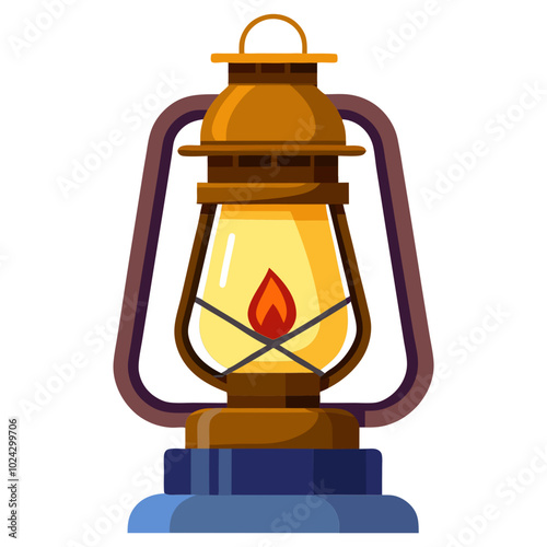 Kerosene Lampl or lantern flame torch Silhouette vector illustration.