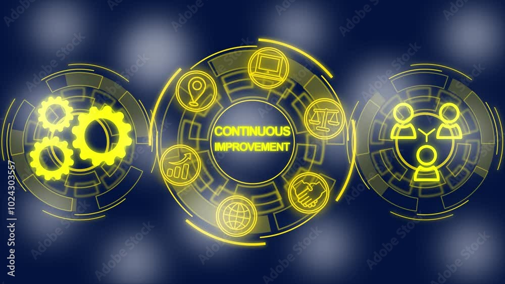 Continuous improvement concept animation. Business, Technology .