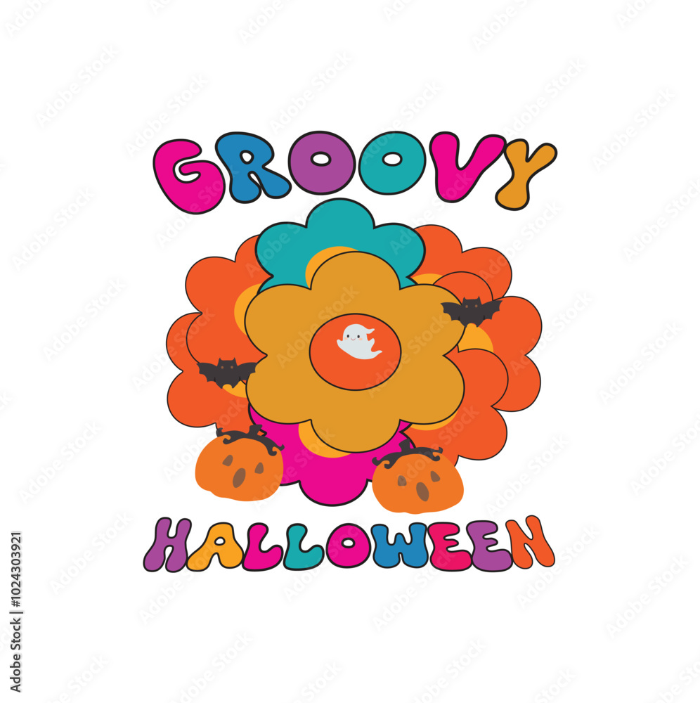 Naklejka premium Groovy Halloween unique t shirt design
