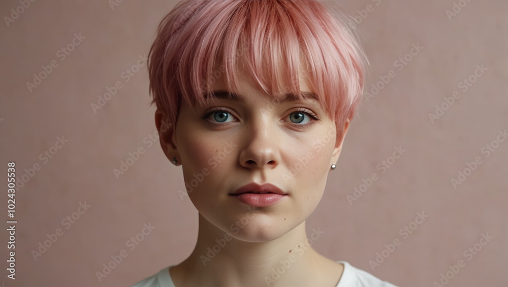 portrait of a person with short pink hair portrait of a person with short pink hair