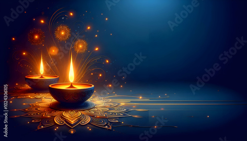 Happy Diwali Celebration Background. Happy Diwali Social Media Post design Template.
