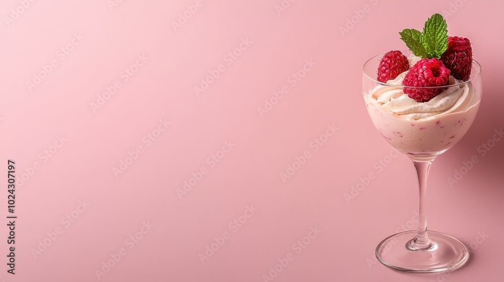 Delicate Raspberry Mousse in Elegant Glass Delicate Raspberry Mousse in Elegant Glass