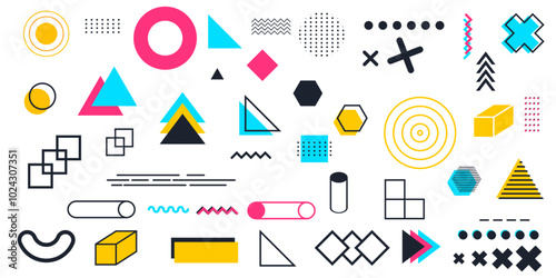 Set of vector elements design. Flat memphis style. Vector minimalist set. 