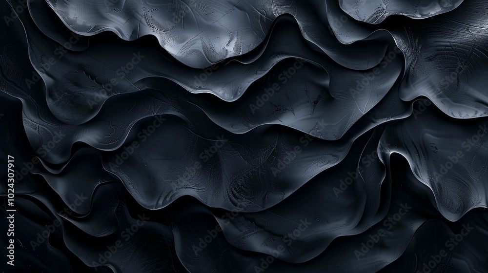 Obraz premium Abstract Black Wavy Surface with Subtle Texture