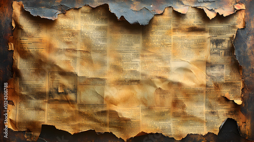 A Vintage Newspaper Texture Background with Aged Text. 