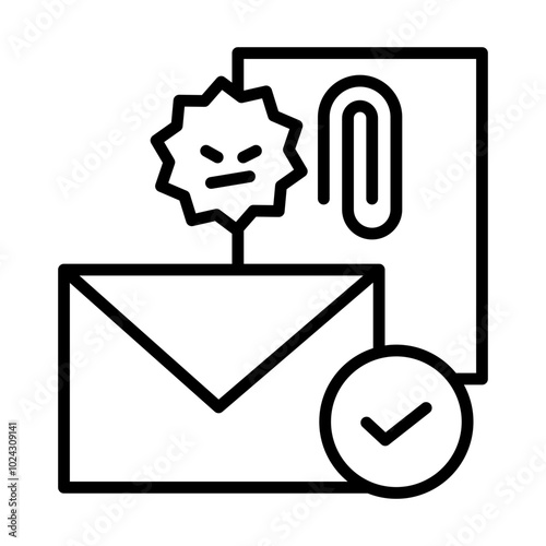 Icon of a legitimate email with a virus-infected attachment.