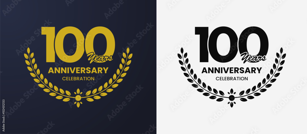 Obraz premium 100 years anniversary laurel wreath for celebrations, awards, certificates, posters, invitations, banners, badges. Vector Illustration