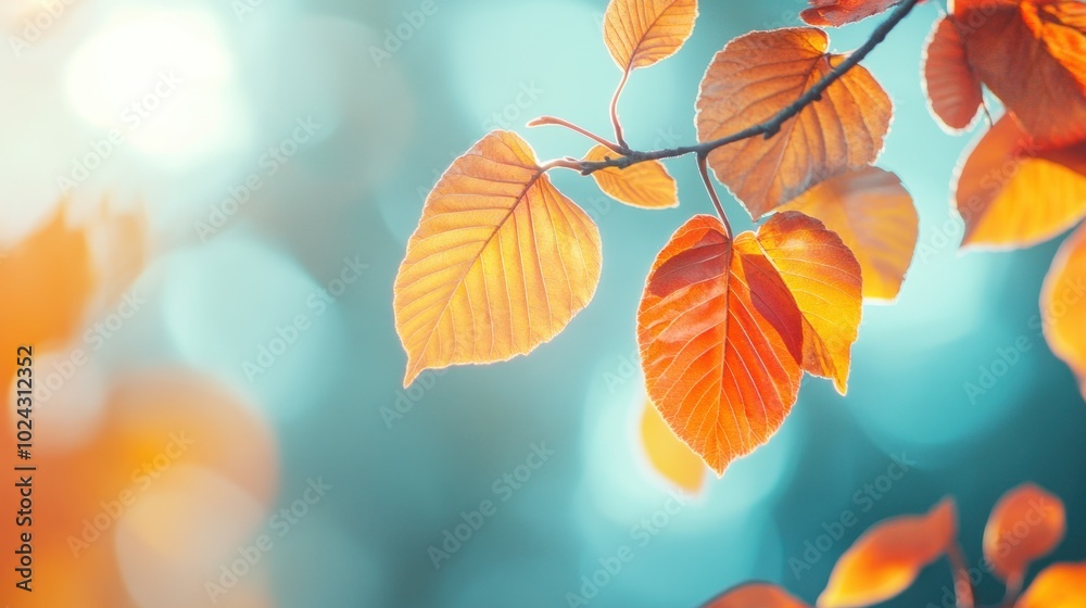 Autumn leaves against a blue sky