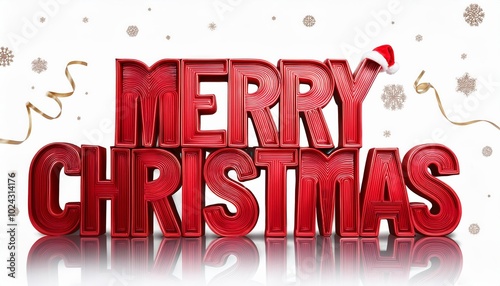 Merry christmas wording  text letter  red party with white background