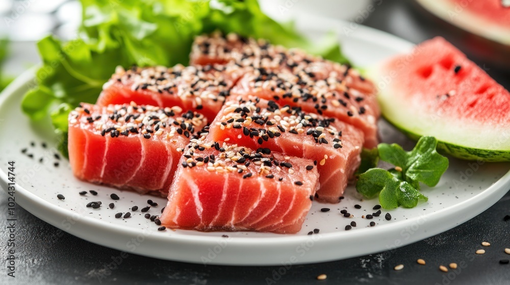 Seared Tuna with Sesame Seeds and Watermelon Seared Tuna with Sesame Seeds and Watermelon