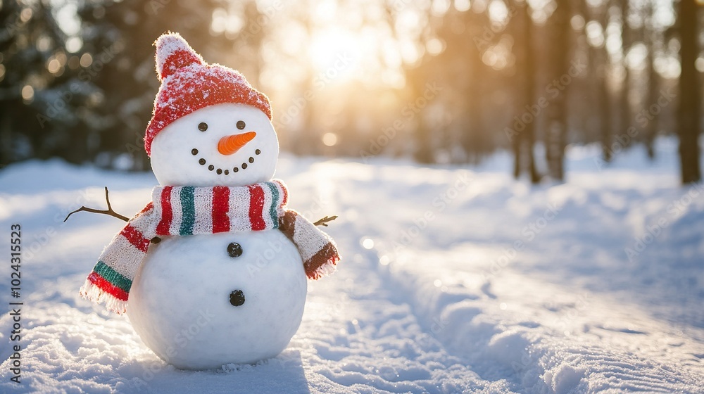 Happy Snowman Smiling - stock photo Snowman in a Beautiful Sunny Winter Day Happy Snowman Smiling - stock photo Snowman in a Beautiful Sunny Winter Day
