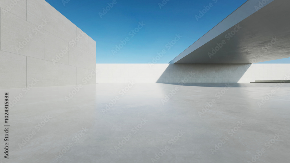 3d render of abstract modern concrete architecture with empty cement floor, minimal exterior, car presentation background 3d render of abstract modern concrete architecture with empty cement floor, minimal exterior, car presentation background