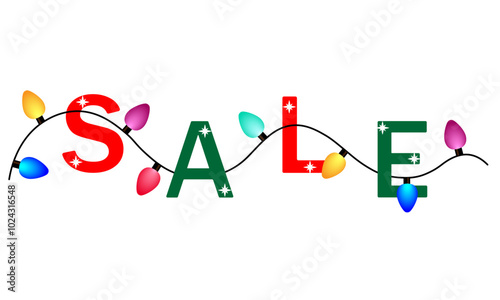 Christmas Sale, Holiday Sale, Festive Illumination, Christmas, Marketing, Isolated, Shopping, Vector