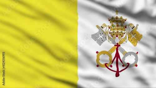  VAtican Symbol Country Waving Flags 4K Render